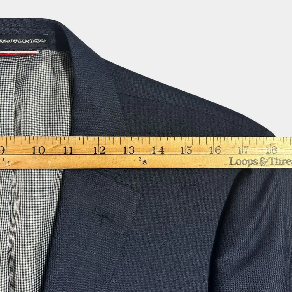 TOMMY HILFIGER Mens Blazer 42R Sport Coat 2-Button Jacket Navy WOOL Blend